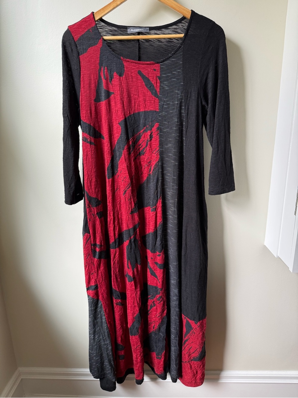 ALEMBIKA Marni Crinkle A Line Dress Trapeze Patchwork Textured Lagenlook 10 12 L